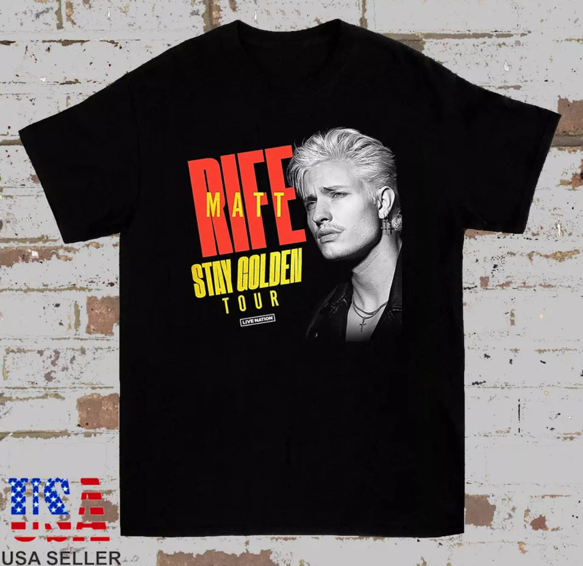 Matt Rife Comedian Stay Golden Tour 2025 Black Cotton T Shirt Full Size S-5XL